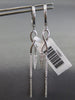 ESTATE .28CT DIAMOND 14KT WHITE GOLD 3D CLASSIC INFINITY BAR HANGING EARRINGS