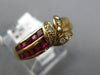 .71CT DIAMOND & AAA RUBY 18K YELLOW GOLD 3D ROUND & PRINCESS MULTI LEAF FUN RING