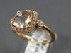 1.48CT DIAMOND & AAA MORGANITE 14KT ROSE GOLD CUSHION & ROUND HALO FILIGREE RING