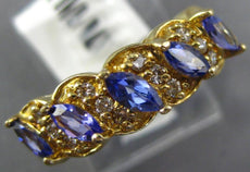 .99CT DIAMOND & AAA TANZANITE 14KT YELLOW GOLD MARQUISE & ROUND ANNIVERSARY RING