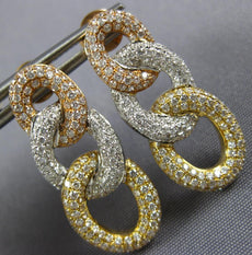ESTATE LARGE 1.32CT DIAMOND 18K TRI COLOR GOLD LOVE KNOT OVAL HANGING EARRINGS