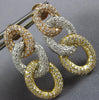 ESTATE LARGE 1.32CT DIAMOND 18K TRI COLOR GOLD LOVE KNOT OVAL HANGING EARRINGS