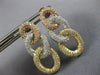 ESTATE LARGE 1.32CT DIAMOND 18K TRI COLOR GOLD LOVE KNOT OVAL HANGING EARRINGS
