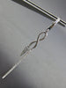 ESTATE .28CT DIAMOND 14KT WHITE GOLD 3D CLASSIC INFINITY BAR HANGING EARRINGS