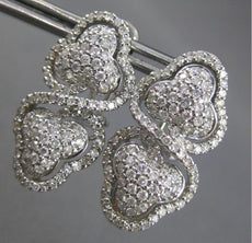 2.50CT DIAMOND 14KT WHITE GOLD 3D DOUBLE HEART INFINITY CLIP ON HANGING EARRINGS