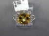 1.34CT DIAMOND & AAA CITRINE 14K WHITE GOLD CUSHION & ROUND HALO FRIENDSHIP RING