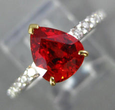 2.66CT DIAMOND & AAA ORANGE SAPPHIRE 18KT 2 TONE GOLD PEAR SHAPE ENGAGEMENT RING