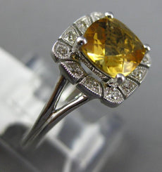 1.34CT DIAMOND & AAA CITRINE 14K WHITE GOLD CUSHION & ROUND HALO FRIENDSHIP RING