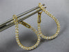 .78CT DIAMOND 18KT YELLOW GOLD SIDEWAYS HOOP TEAR DROP CLIP ON HANGING EARRINGS