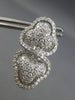 2.50CT DIAMOND 14KT WHITE GOLD 3D DOUBLE HEART INFINITY CLIP ON HANGING EARRINGS