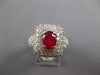 LARGE 4.19CT DIAMOND & AAA RUBY 14KT WHITE GOLD 3D OVAL SQUARE ENGAGEMENT RING