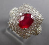 LARGE 4.19CT DIAMOND & AAA RUBY 14KT WHITE GOLD 3D OVAL SQUARE ENGAGEMENT RING
