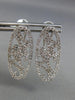 ESTATE .78CT DIAMOND 14KT WHITE GOLD OVAL OPEN FILIGREE CLIP ON HANGING EARRINGS