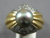 ESTATE WIDE .25CT DIAMOND & AAA TAHITIAN PEARL 14KT 2 TONE GOLD CLASSIC FUN RING