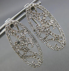 ESTATE .78CT DIAMOND 14KT WHITE GOLD OVAL OPEN FILIGREE CLIP ON HANGING EARRINGS