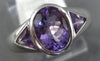 1.90CT AAA AMETHYST 14K WHITE GOLD OVAL & TRILLION 3 STONE BEZEL FRIENDSHIP RING