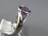 1.90CT AAA AMETHYST 14K WHITE GOLD OVAL & TRILLION 3 STONE BEZEL FRIENDSHIP RING
