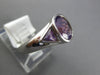 1.90CT AAA AMETHYST 14K WHITE GOLD OVAL & TRILLION 3 STONE BEZEL FRIENDSHIP RING