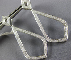 ESTATE LARGE .77CT DIAMOND 18KT WHITE GOLD 3D TEAR DROP HANGING EARRINGS