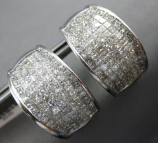 LARGE 5.81CT DIAMOND 14KT WHITE GOLD PRINCESS MULTI ROW CLIP ON HANGING EARRINGS