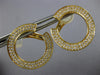 LARGE .88CT DIAMOND 18K YELLOW GOLD 2 ROW CIRCULAR SIDEWAY HOOP HANGING EARRINGS
