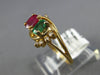 0.70CT DIAMOND & AAA EMERALD & RUBY 14K YELLOW GOLD OVAL & ROUND CRISS CROSS RING