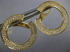 LARGE .88CT DIAMOND 18K YELLOW GOLD 2 ROW CIRCULAR SIDEWAY HOOP HANGING EARRINGS