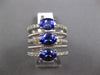 LARGE 3.28CT DIAMOND & AAA TANZANITE 14KT WHITE GOLD OVAL & ROUND 3 STONE RING