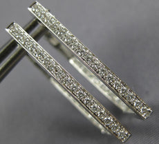 ESTATE .39CT DIAMOND 18KT WHITE GOLD INSIDE OUT RECTANGULAR HUGGIE HOOP EARRINGS