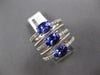 LARGE 3.28CT DIAMOND & AAA TANZANITE 14KT WHITE GOLD OVAL & ROUND 3 STONE RING