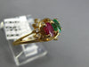 0.70CT DIAMOND & AAA EMERALD & RUBY 14K YELLOW GOLD OVAL & ROUND CRISS CROSS RING