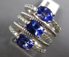 LARGE 3.28CT DIAMOND & AAA TANZANITE 14KT WHITE GOLD OVAL & ROUND 3 STONE RING