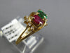 0.70CT DIAMOND & AAA EMERALD & RUBY 14K YELLOW GOLD OVAL & ROUND CRISS CROSS RING