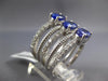 LARGE 3.28CT DIAMOND & AAA TANZANITE 14KT WHITE GOLD OVAL & ROUND 3 STONE RING