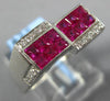 1.54CT DIAMOND & AAA RUBY 18KT WHITE GOLD 3D ROUND & PRINCESS DOUBLE SQUARE RING