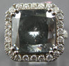 GIA EXTRA LARGE 5.69CT WHITE & GREY DIAMOND 18KT WHITE GOLD HALO ENGAGEMENT RING