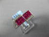 1.54CT DIAMOND & AAA RUBY 18KT WHITE GOLD 3D ROUND & PRINCESS DOUBLE SQUARE RING