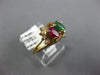 0.70CT DIAMOND & AAA EMERALD & RUBY 14K YELLOW GOLD OVAL & ROUND CRISS CROSS RING