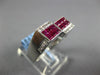 1.54CT DIAMOND & AAA RUBY 18KT WHITE GOLD 3D ROUND & PRINCESS DOUBLE SQUARE RING