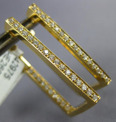 ESTATE .38CT DIAMOND 18K YELLOW GOLD INSIDE OUT RECTANGULAR HUGGIE HOOP EARRINGS