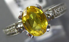 1.55CT DIAMOND & AAA YELLOW SAPPHIRE 14K WHITE GOLD OVAL & ROUND ENGAGEMENT RING