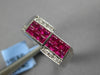 1.54CT DIAMOND & AAA RUBY 18KT WHITE GOLD 3D ROUND & PRINCESS DOUBLE SQUARE RING