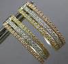 ESTATE WIDE .74CT DIAMOND 18KT TRI COLOR GOLD 3D OVAL CLIP ON HANGING EARRINGS