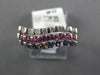 .54CT DIAMOND AAA BLUE & PINK SAPPHIRE 14KT WHITE GOLD MULTI ROW CURVED FUN RING