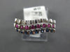 .54CT DIAMOND AAA BLUE & PINK SAPPHIRE 14KT WHITE GOLD MULTI ROW CURVED FUN RING