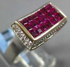 2.22CT DIAMOND & AAA RUBY 18KT WHITE GOLD ROUND & PRINCESS RECTANGULAR FUN RING