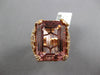 LARGE 19.53CT DIAMOND & AAA MORGANITE 18KT YELLOW GOLD EMERALD CUT COCKTAIL RING