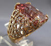 LARGE 19.53CT DIAMOND & AAA MORGANITE 18KT YELLOW GOLD EMERALD CUT COCKTAIL RING