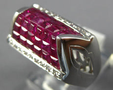 5.42CT DIAMOND & AAA RUBY 18KT WHITE GOLD 3D ROUND & PRINCESS PYRAMID MENS RING