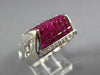 5.42CT DIAMOND & AAA RUBY 18KT WHITE GOLD 3D ROUND & PRINCESS PYRAMID MENS RING